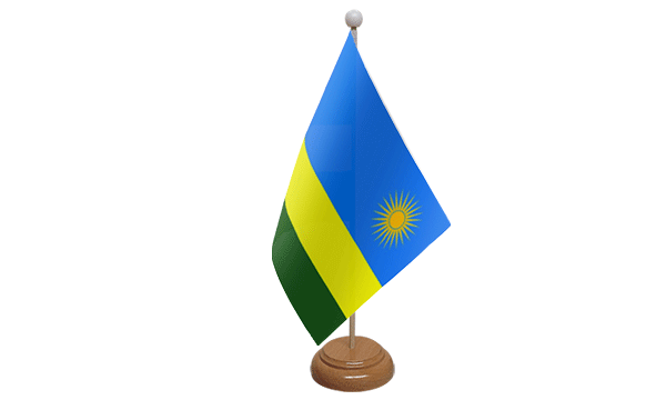 Rwanda Small Flag with Wooden Stand